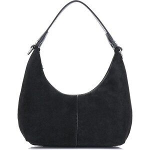 Suede Women's Crescent Hobo Bag Small Crossbody Purse Vegan Leather Zipper